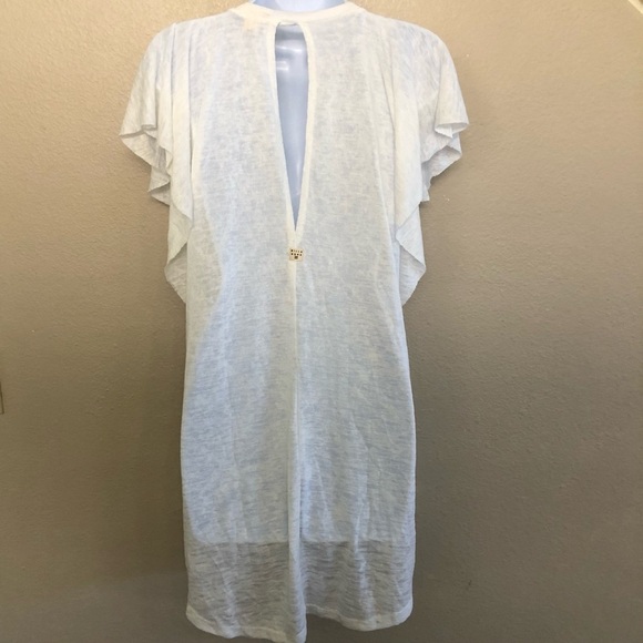Billabong Out For Waves Raw Hem Flutter Sleeves Semi-Sheer Cover-Up Dress Size M - Picture 5 of 11
